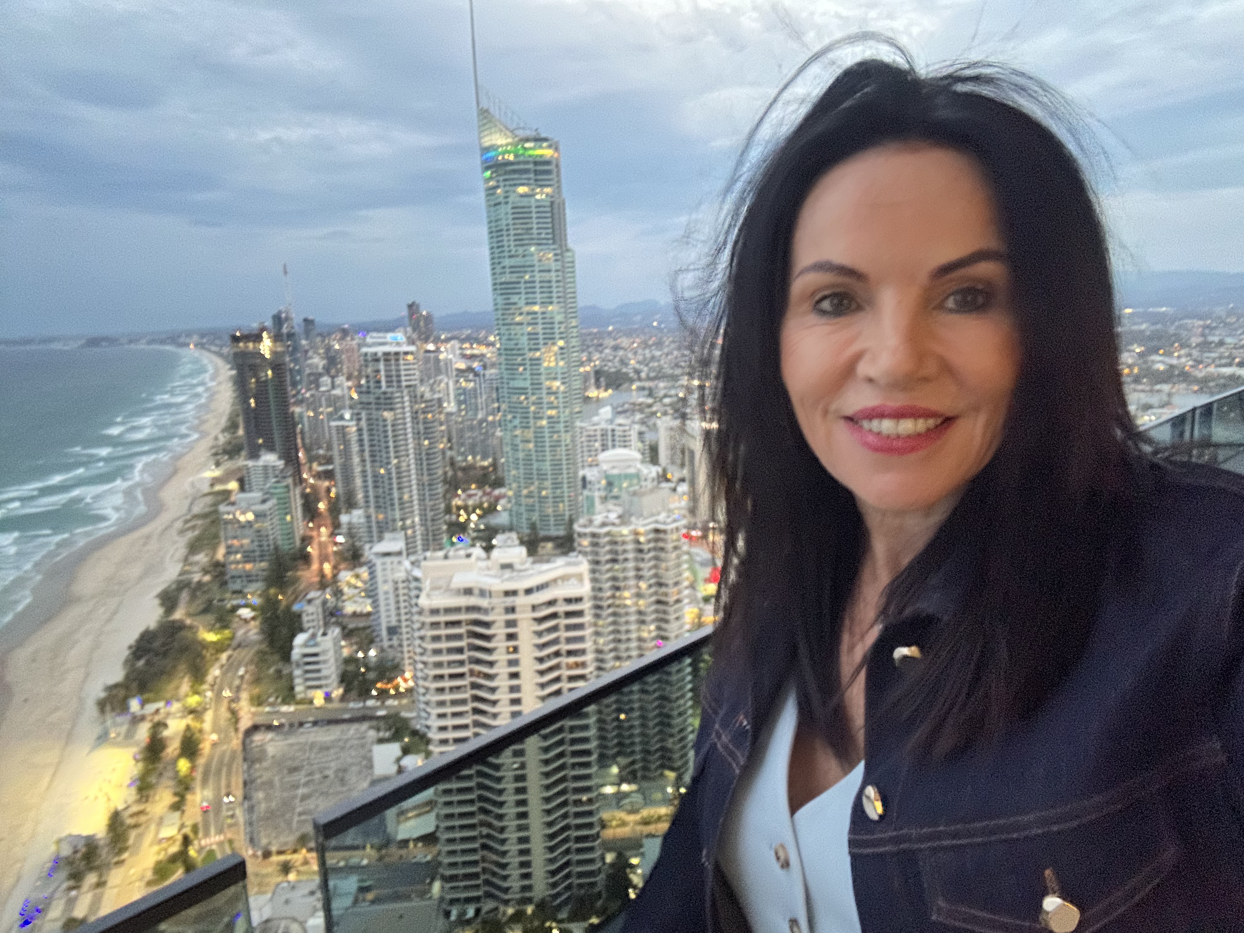 Hilary Saxton overlooking the Gold Coast skyline